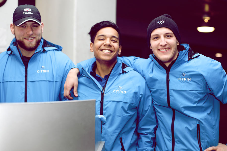 Citrin team members huddled before a shift